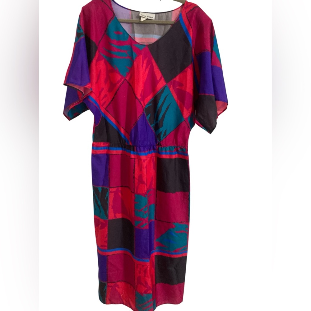 VTG TONI TODD Dress with Geometric Design-Sz 16- Beautiful!